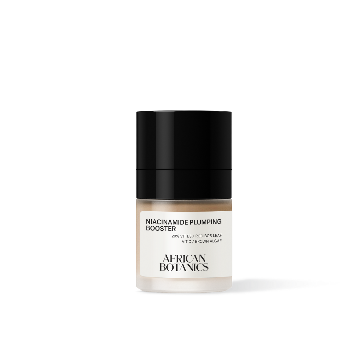 African Botanics Niacinamide Plumping Booster 15ml bottle, a 20% niacinamide serum with probiotics