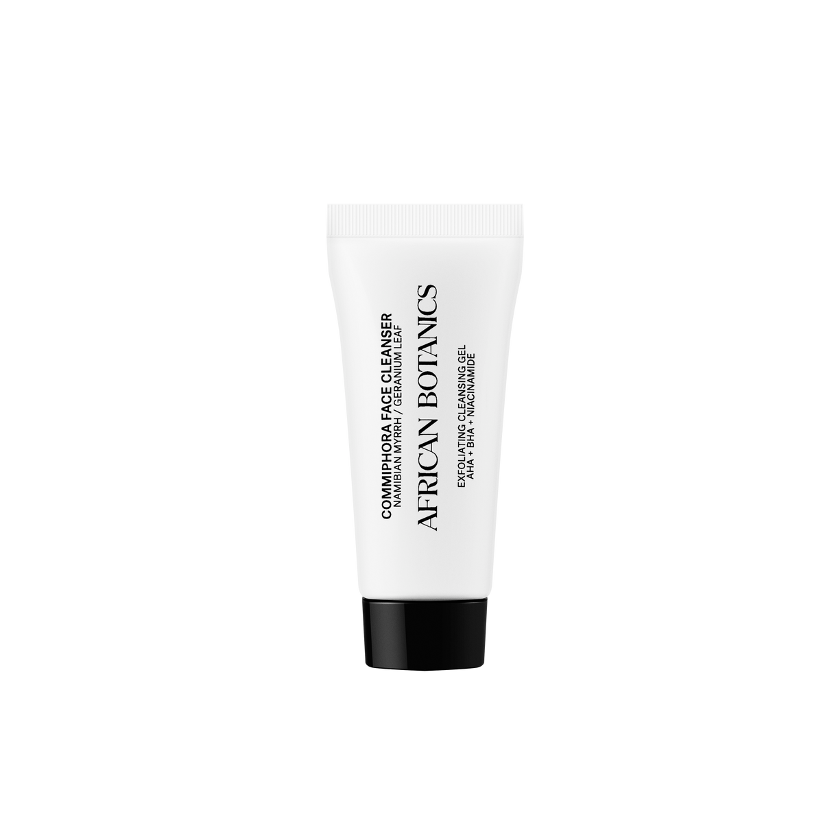 African Botanics Commiphora Face Cleanser 20ml travel size — AHA BHA Niacinamide exfoliating cleanser suitable for warm humid climates and frequent travel