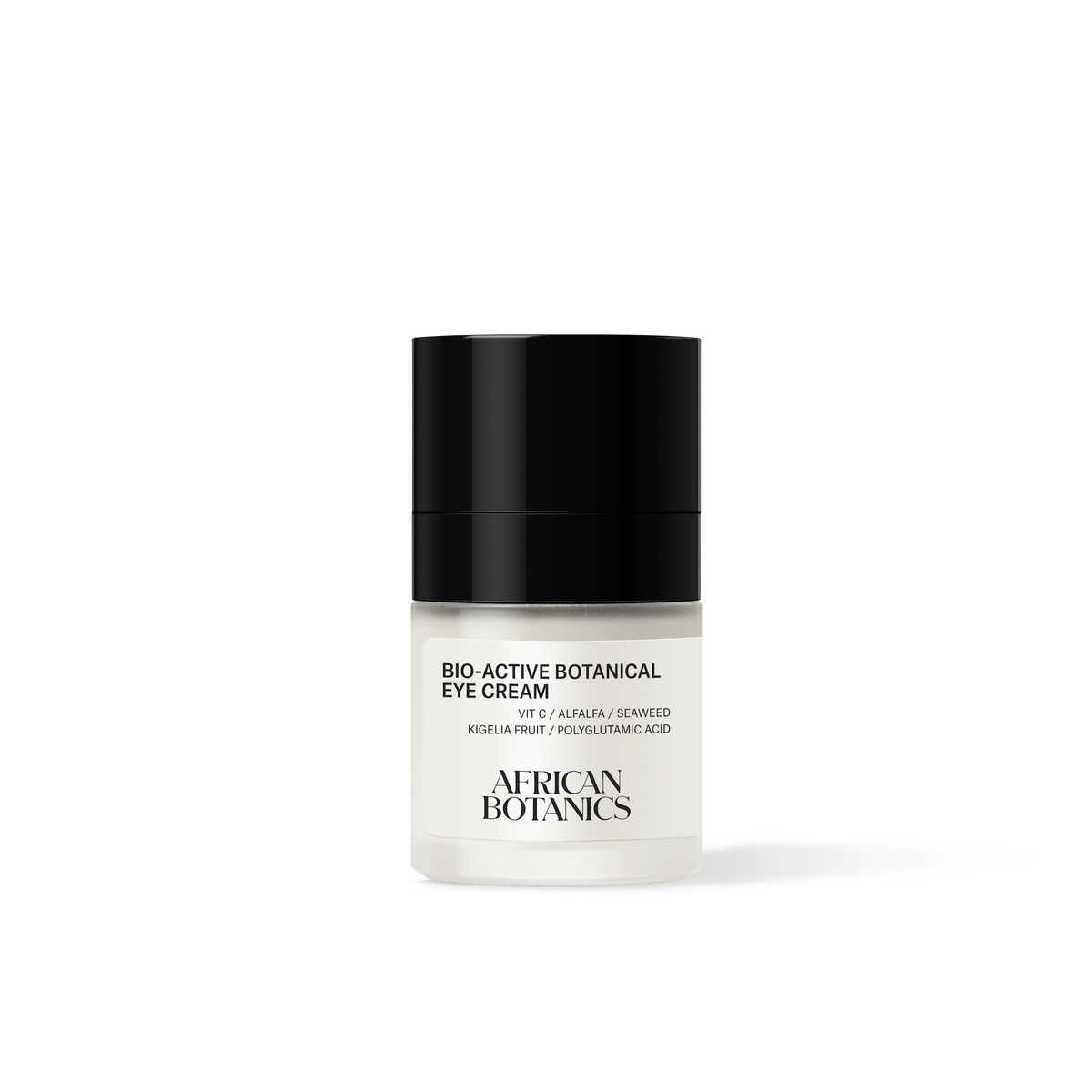African Botanics Bio-Active Botanical Eye Cream 15ml jar — luxury eye cream with Vitamin C, Alfalfa, and Polyglutamic Acid