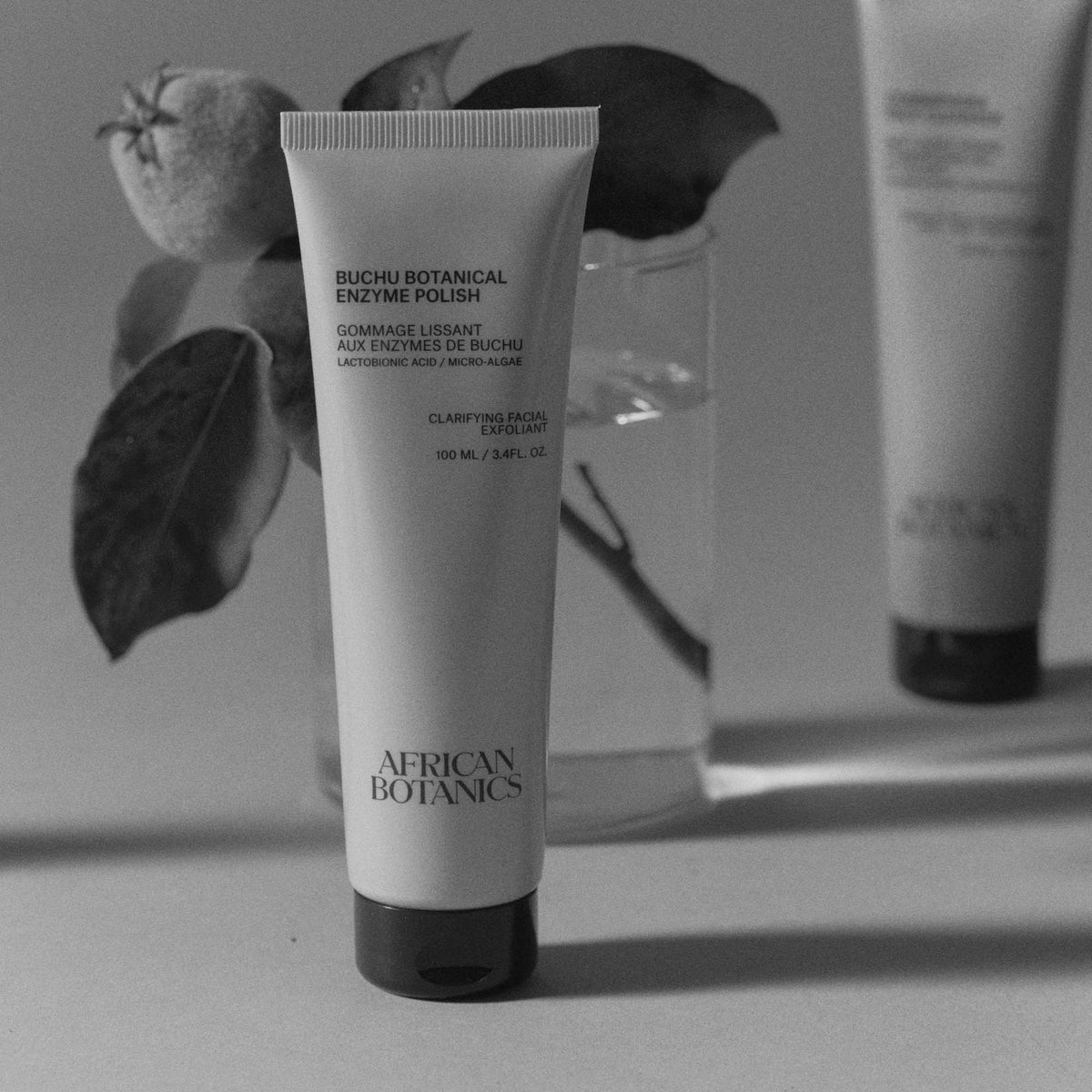 African Botanics Buchu Botanical Enzyme Polish — physical and enzymatic exfoliant with volcanic minerals and Baobab Fruit for refined texture and even skin tone