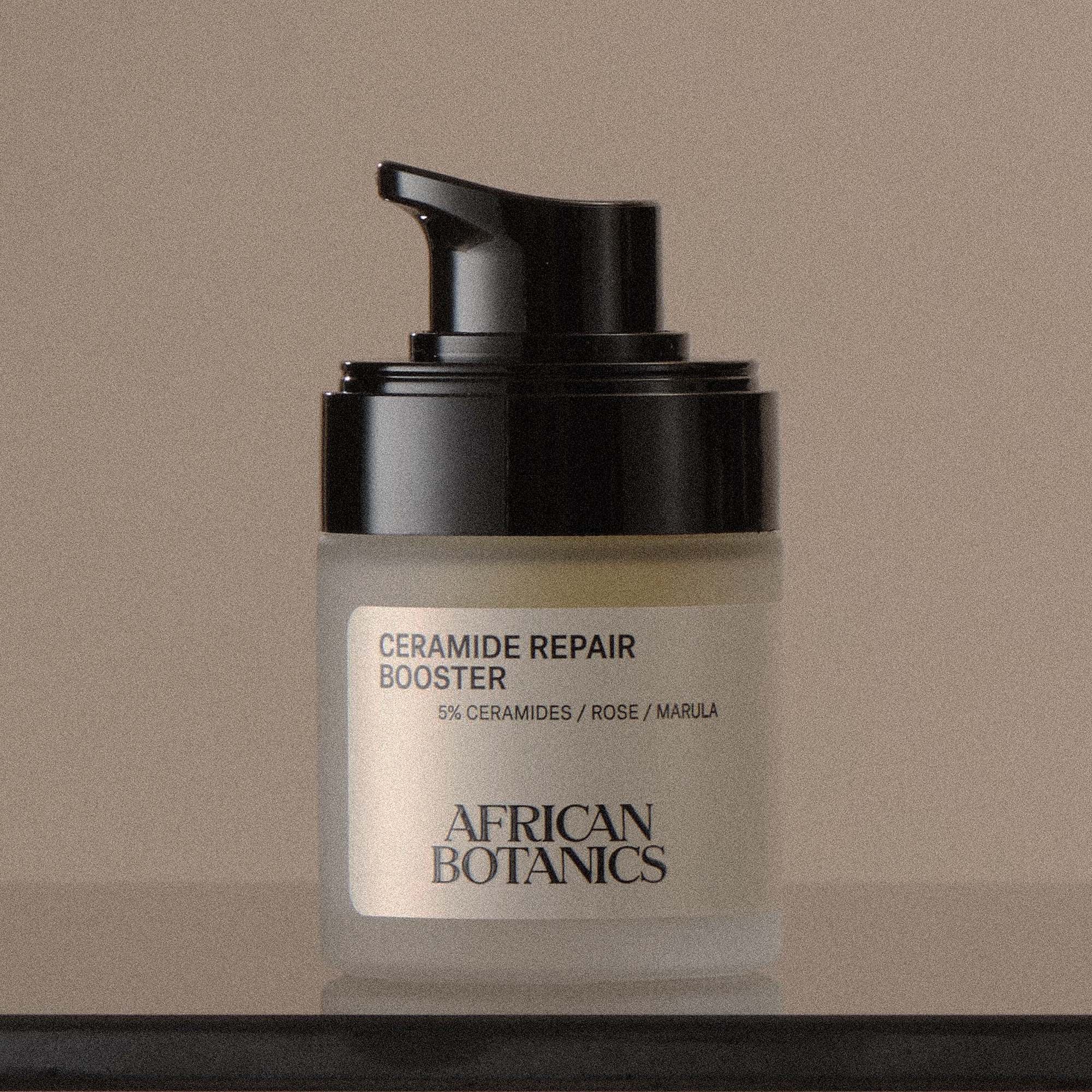 African Botanics Ceramide Repair Booster 15ml bottle, a 5% ceramide barrier-repair serum.