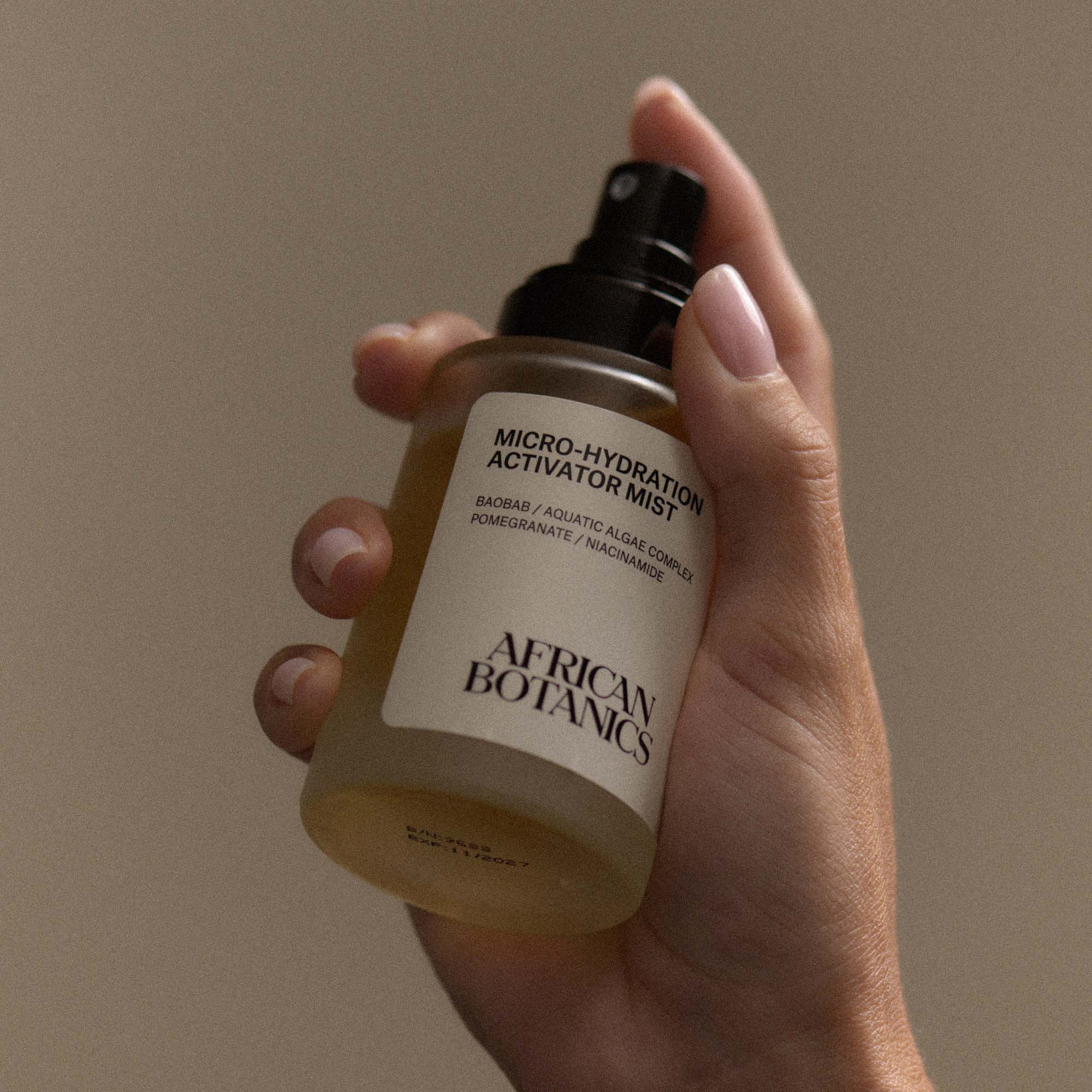 African Botanics skincare ritual — Micro-Hydration Activator Mist as a prep step before serum