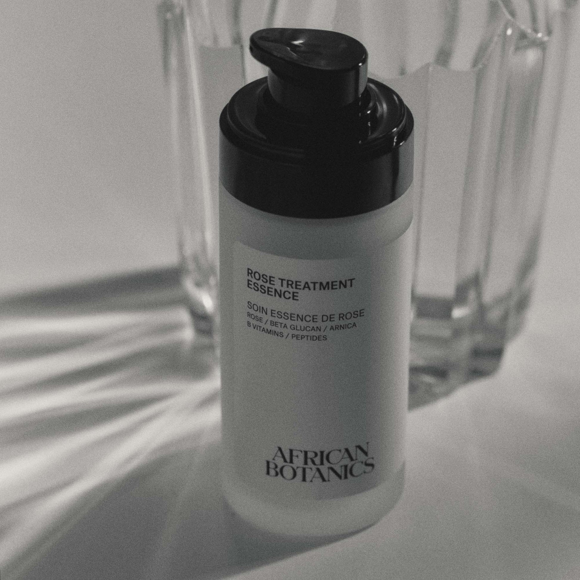 African Botanics Rose Treatment Essence — vegan luxury treatment essence with Rosa Centifolia and South African botanicals for visibly plumper, more even skin
