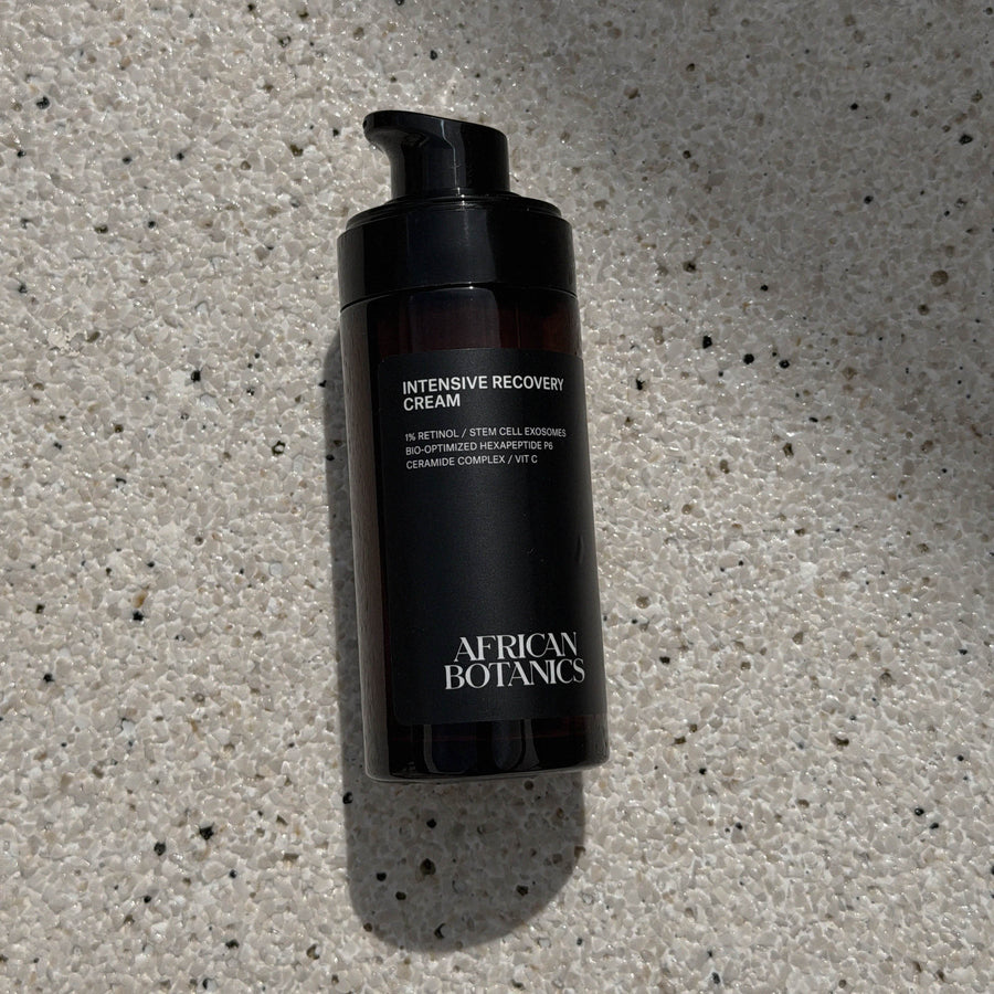 African Botanics Intensive Recovery Cream on textured stone