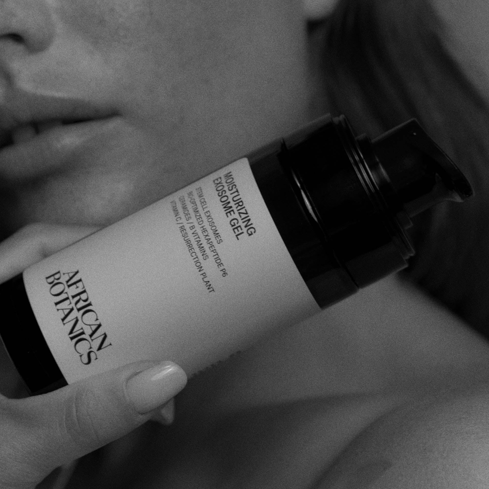 African Botanics Moisturizing Exosome Gel luxury regenerative gel moisturizer for sensitive + aging skin.